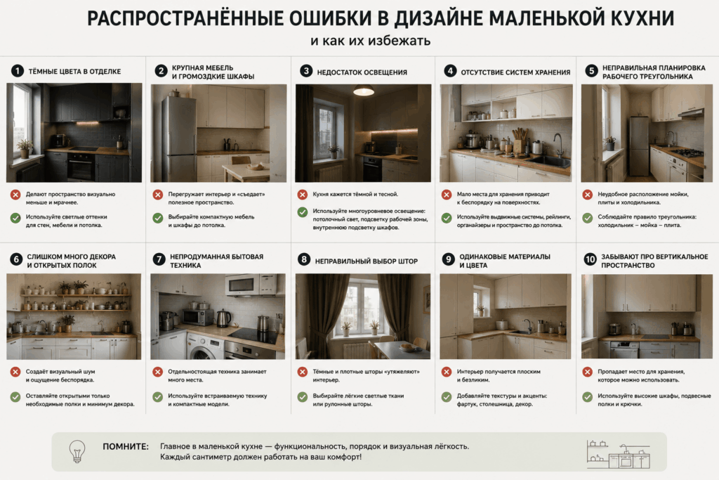 Распространённые ошибки в дизайне маленькой кухни и способы их избежать