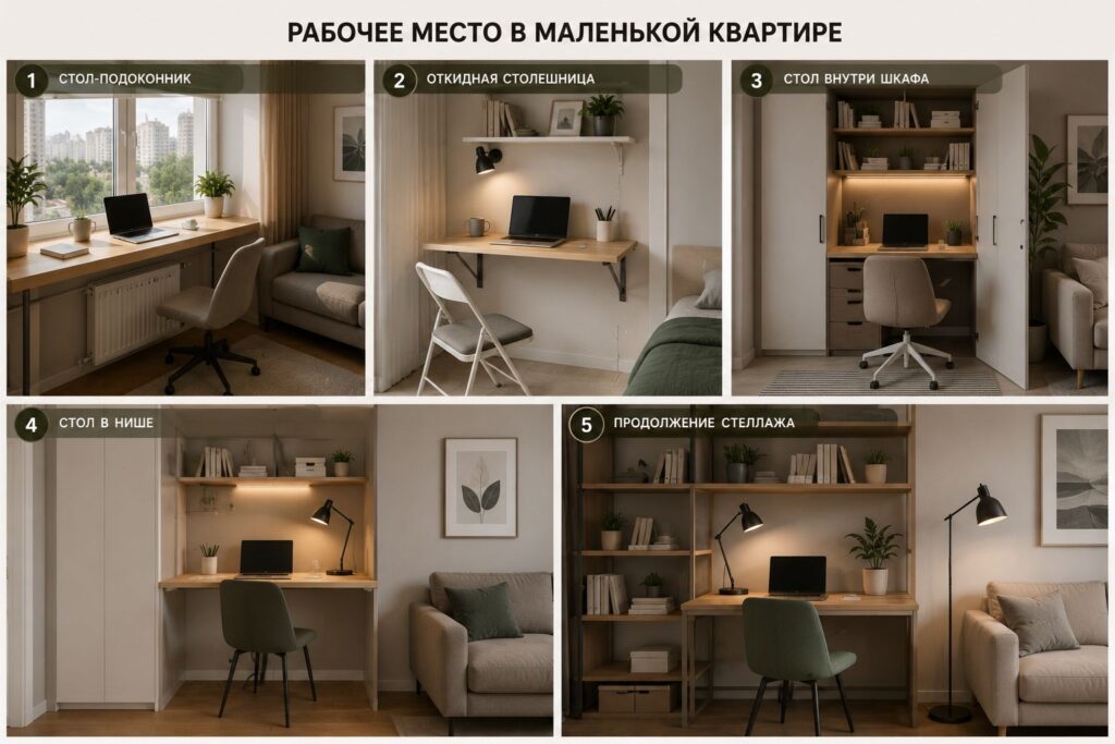 рабочее место в маленькой квартире